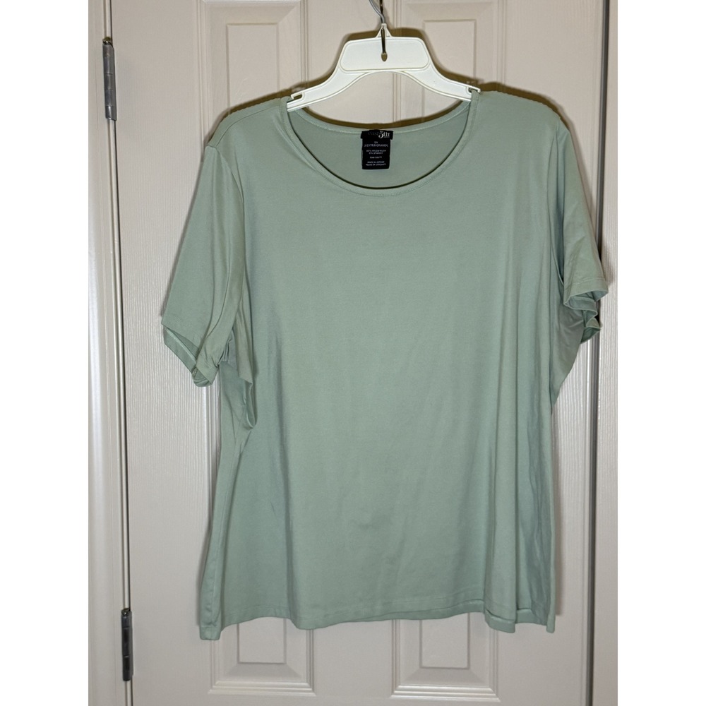 East 5th Scoop Neck Tee Women 3X Sage‎ Green GUC Short Sleeve Stretch Top
